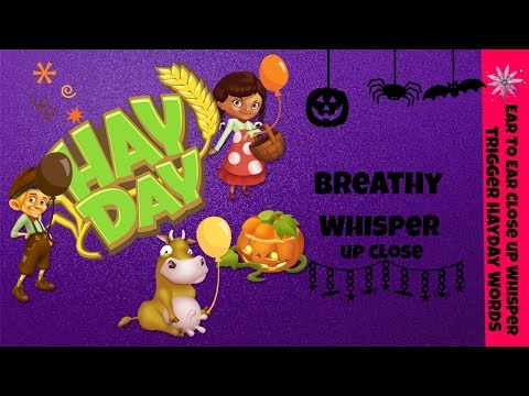 [ASMR] Binaural Ear To Ear Close Up Breathy Whisper♥, Trigger Words - HayDay Game Play