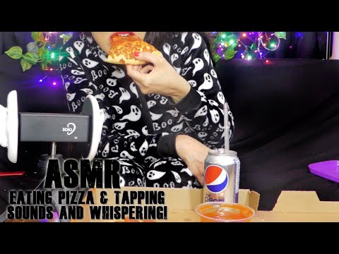 ASMR Eating Pizza 🍕 Little Caesars Pepperoni Pizza 🍕 Drinking Pop (Eating Sounds) ~ 3DIO BINAURAL~