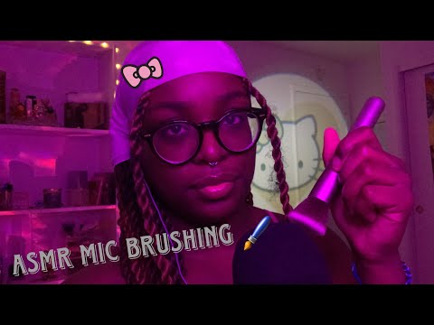ASMR • Mic brushing 🖌️ (no cover mic brushing, up close whispers, gum chewing and mouth sounds)