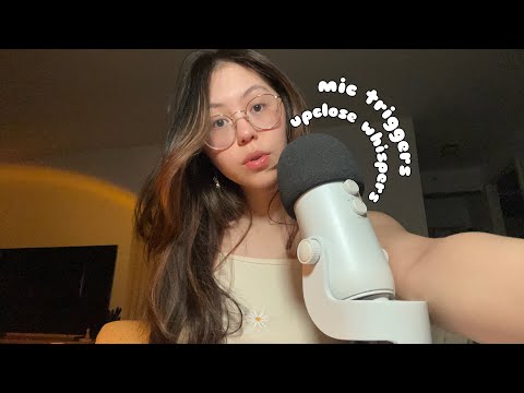 ASMR Upclose Whispers, Mouth Sounds, and Mic Sounds (gripping, rubbing, scratching/intense)