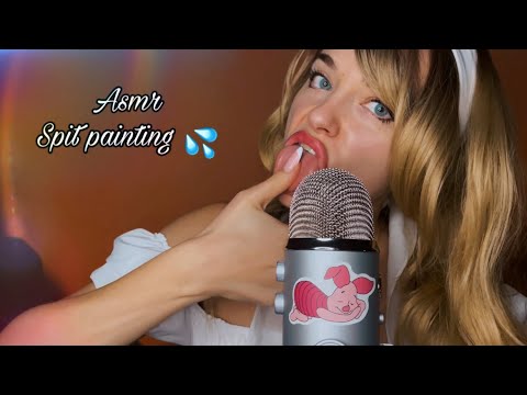 ASMR - Spit Painting you / Visible spit / Mouth sounds / Slow and gentle /
