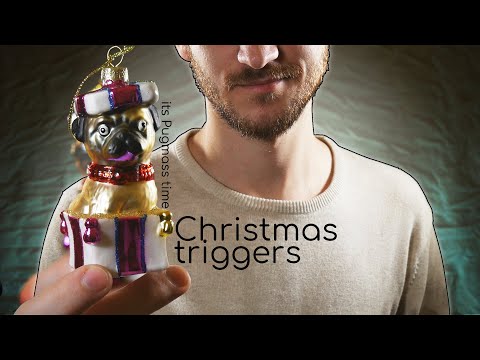 ASMR Classic Christmas triggers /tapping, soft touches, scratches/ - whispering with accent -