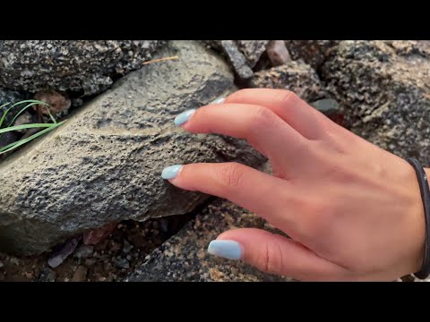 ASMR Rainy Outdoors- Rock, Tree, Concrete taps & scratch