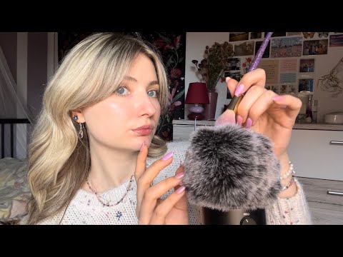 ASMR| tingly trigger words (with mic fluff)| mic brushing