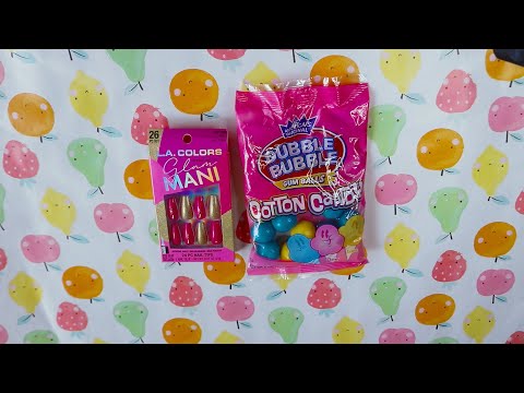 L.A COLORS PRESS ON NAILS ASMR COTTON CANDY CHEWING GUM SOUNDS