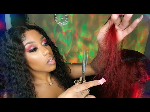 ASMR| Nosey Hairstylist Brushes & Cuts Your Dead Ends (Roleplay)