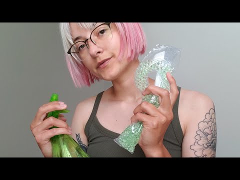 ASMR | All Green Items for Extra Tingles w/ Fabric Scratching, Water Sounds, Tapping, & Squishing