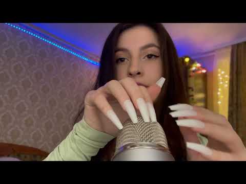 Asmr scratching microphone with long nails in 1 minute
