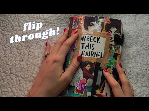 ASMR wreck this journal flip through! (whispers, crinkles, tapping, book triggers)