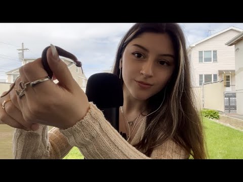 ASMR outside 🪴🌤 (ft. my snake! long nail tapping, rambles, hand movements & mouth sounds)