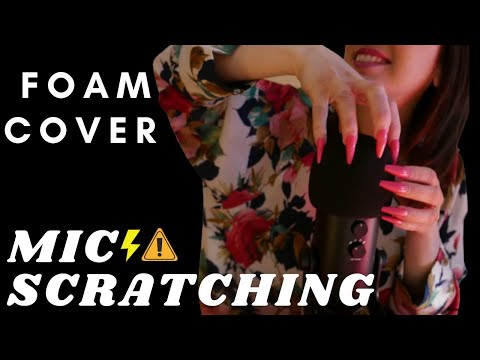 ASMR - FAST AND AGGRESSIVE MIC  SCRATCHING with FOAM COVER | extra long nails 😍