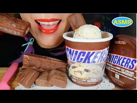 ASMR 스니커즈 아이스크림+스니커즈 초코바 리얼사운드 먹방 | SNICKERS ICE CREAM+SNICKERS CANDY BARS EATING SOUND| CURIE.ASMR
