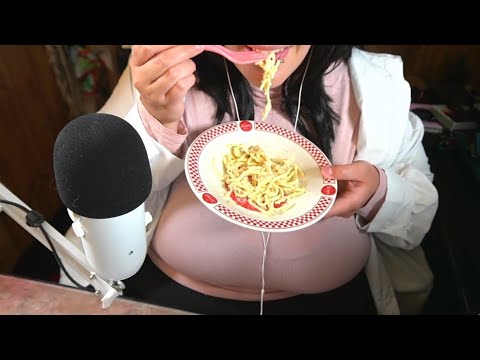 ASMR | Alfredo Noms! (Chewing, Eating and Swallowing Sounds!)