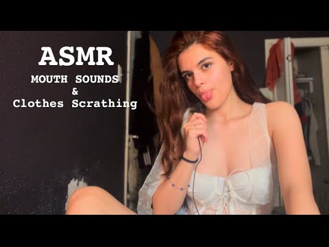 ASMR Mouth Sounds, Inaudible Whispers & Clothes Scratching [Lace Sounds] [Lofi]