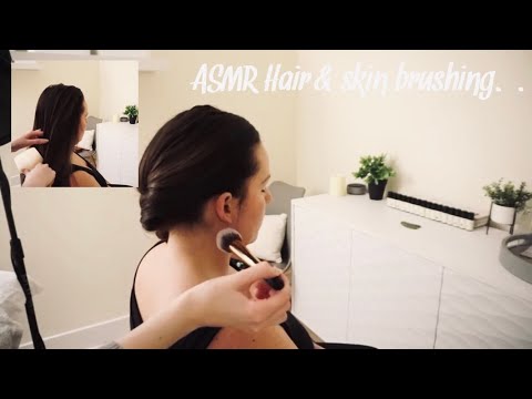 ASMR Relaxing hair and makeup brushing (Soft spoken)