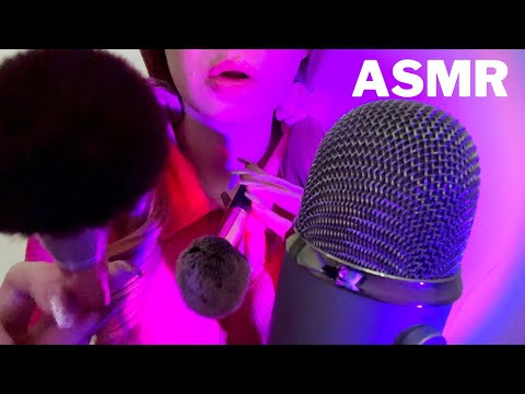 ASMR Chewing Gum & Brushing Your Face Until You Relax / Fall Asleep 😴💤 (no talking & darker screen)