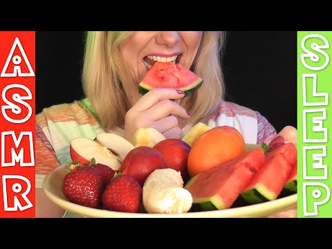 ASMR CRUNCHY FRUIT MUKBANG - I eat my favorite fruits! 🍉🍓🍎🍌🍑