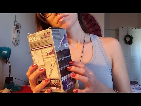 ASMR - Unboxing hair dye, tapping sounds, whispering.