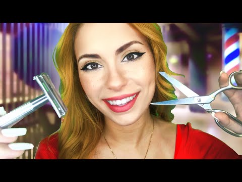 ASMR Midnight Barber Shop Role Play 💈 Shave , Haircut Men , Face Touching , Soft spoken Role Play