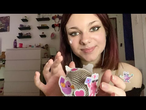 ASMR | Experimenting With Sticker Sounds 💟 | Stickers on the Mic, Sticky Tapping, etc.