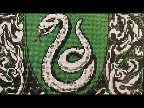 ASMR | Scratching,Tracing,Tapping Slytherin Diamond Painting Kit 🐍 (Repeating Words)