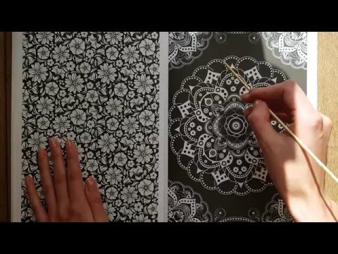 ASMR - Finger Tracing a colouring book |squiggly lines|brush & stick tracing|