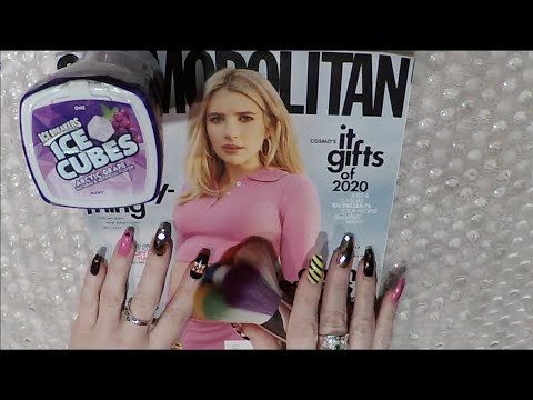 ASMR Gum Chewing Magazine Flip Through | Cosmopolitan | Tingly Whisper for Sleep | Emma Roberts