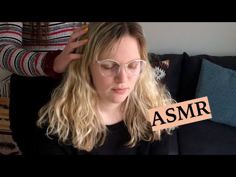 ASMR HAIR PLAY TO HELP MY SISTER RELAX (Hair Brushing & Spraying Sounds, Whispering, Glasses) #Ad