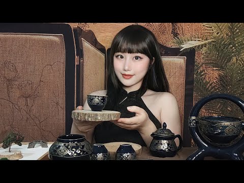 *ASMR* Chinese Tea Ceremony + Zen Garden (Soft Spoken)