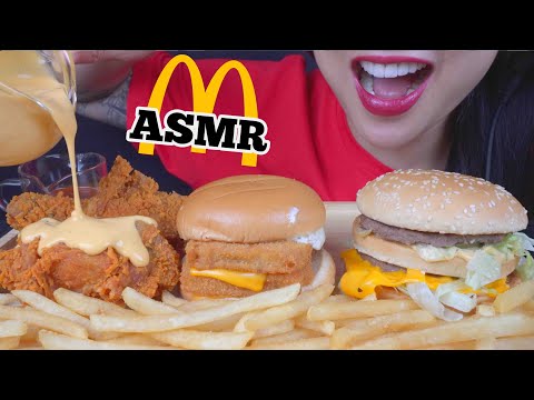 ASMR McDonalds CHEESY FRIED CHICKEN + BIG MAC + FILET O FISH (EATING SOUND) LIGHT WHISPER | SAS-ASMR