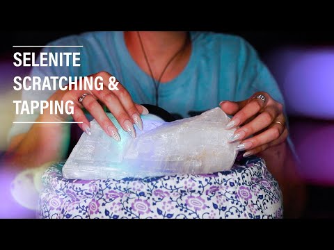 ASMR Tapping & Scratching on Selenite - Calming Crystal