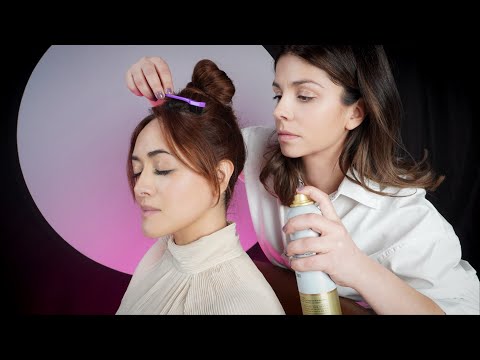 ASMR Perfectionist Fixes @ivybasmr ‘s Messy Hair Bun | Ponytail Twist & Wrap, SLEEP