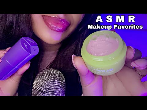 ASMR~ Makeup Favorites Whispering, Mouth Sounds, Tracing  & Tapping😴🤍