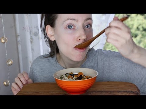 Eat Breakfast With Me | Oatmeal, Nuts, Seeds | ASMR Whisper Eating sounds | Mukbang