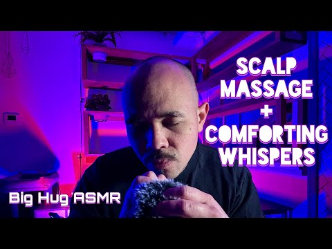 Relaxing Scalp Massage, gentle fluffy mic brushing + Whispers of care and comfort ASMR 🤗