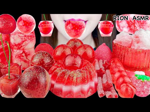【ASMR】RED DESSERTS❤️ CANDIED CHERRY,CANDIED MARSHMALLOW,JELLY MUKBANG 먹방 EATING SOUNDS NO TALKING