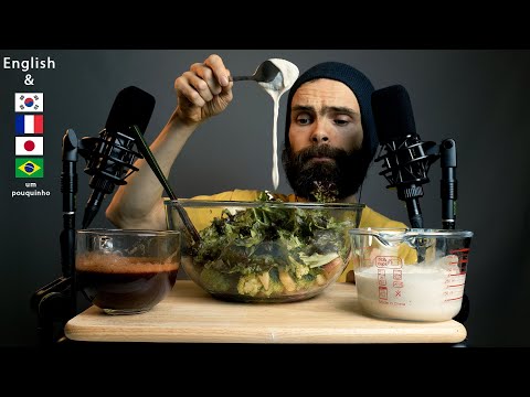 Multilingual ASMR MUKBANG | Salad, Juice and Whispering in 5 languages