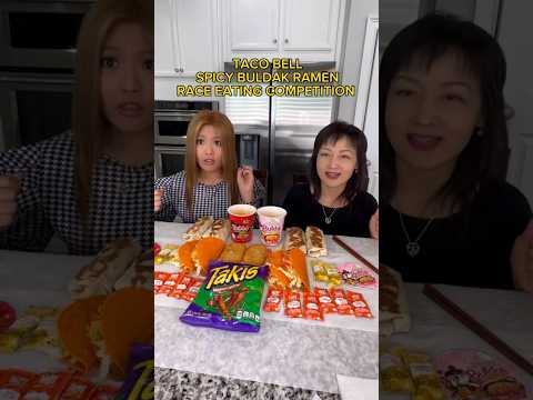 TACO BELL SPICY NOODLE RACE! #shorts #viral #mukbang
