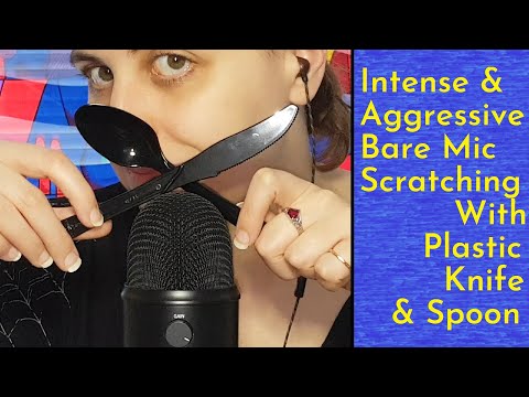ASMR Intense & Aggressive Bare Blue Yeti Mic Scratching With Plastic Knife & Fork (Loopable)
