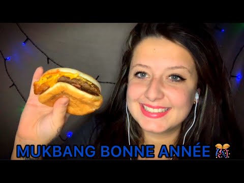 ASMR FR 🎧 - BONNE ANNÉE 🎊 + DÉGUSTATION DOUBLE CHEESEBURGER 🍔