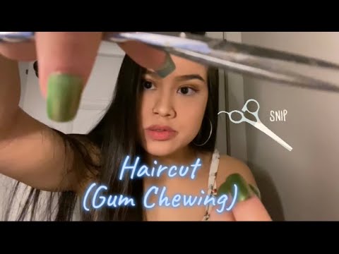 ASMR: Relaxing Haircut + Hair Brushing (Tingly Gum Chewing) ✂️💤