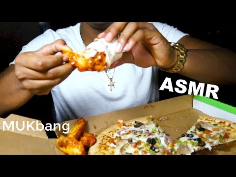 Eating Pizza ASMR Hot Wings Mukbang + Whopper | Chit Chat 3.9.18