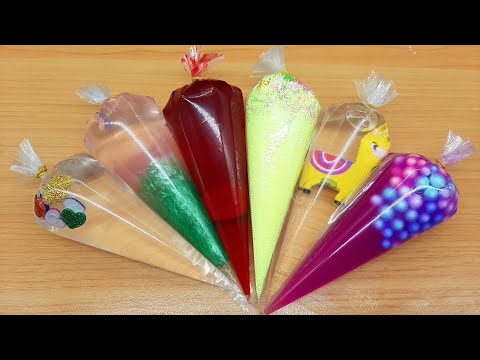 Making Strawberry Fluffy Slime with Piping Bags - ASMR Slime - Most Satisfying Slime Videos #6