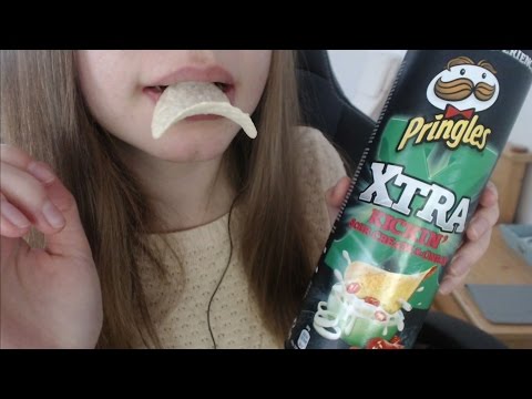 ASMR Binaural Eating Sounds Pringles - Drink - Tapping