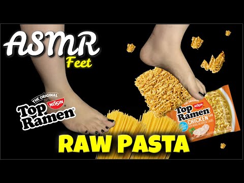 TOP RAMEN FOOT CRUSH (No Talking) - Raw Pasta, Noodles and Ramen | Celest ASMR