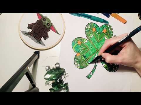 ASMR ☘️ Coloring a shamrock with every green marker I own ☘️