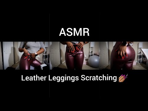 [ASMR] Brown Leather Leggings Scratching With Some Rambling🤎