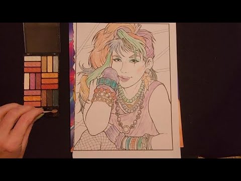 ASMR | 80s Coloring Book | Coloring a Picture With Eyeshadow (Whisper)