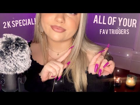 ASMR Doing YOUR favorite triggers | 2K Special 💜 Long Nails (trigger assortment)