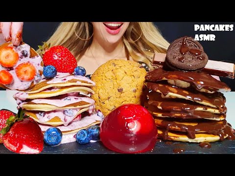 ASMR: Nutella, Strawberry  & Pancakes (Mukbang / Eating Sounds) PANCAKES PARTY 먹방